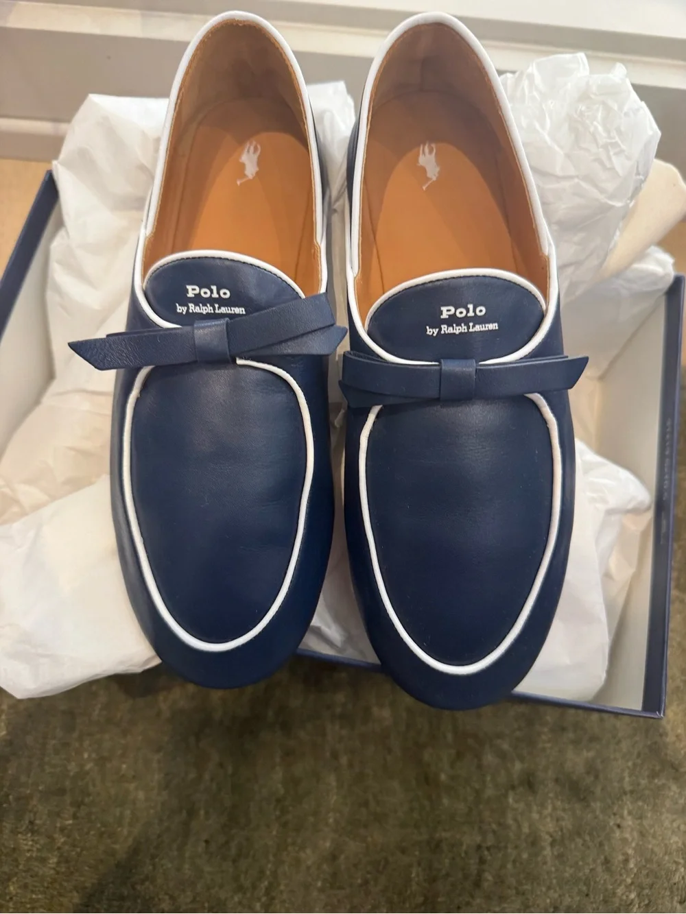 NWT Polo by Ralph Lauren Navy Bow Loafer